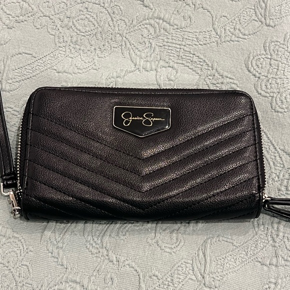 Jessica Simpson Handbags - Jessica Simpson chevron-quilted black wristlet wallet